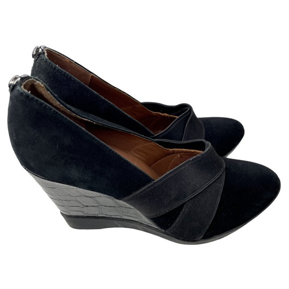 Donald Pliner Women's Carla Black Suede Comfort Wedge Size 7.5M EUC - Picture 1 of 9